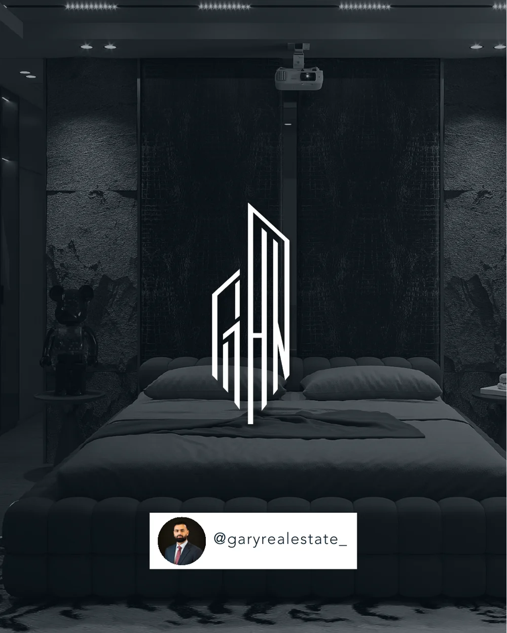 GHN monogram on a dark interior background