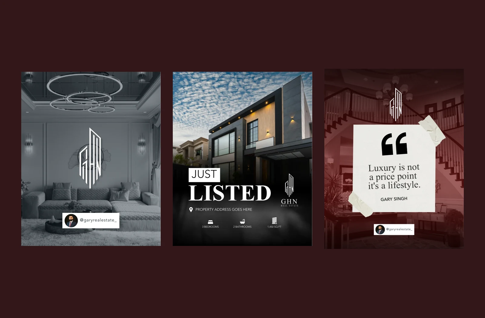 GHN Real Estate identity and property marketing templates created by Peak Story Media